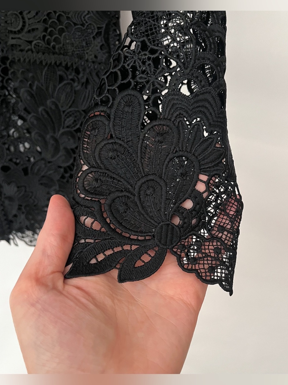 Elie Tahari Floral Crochet Lace Blazer Modern Unlined Pockets Size 0 Black - Picture 6 of 16